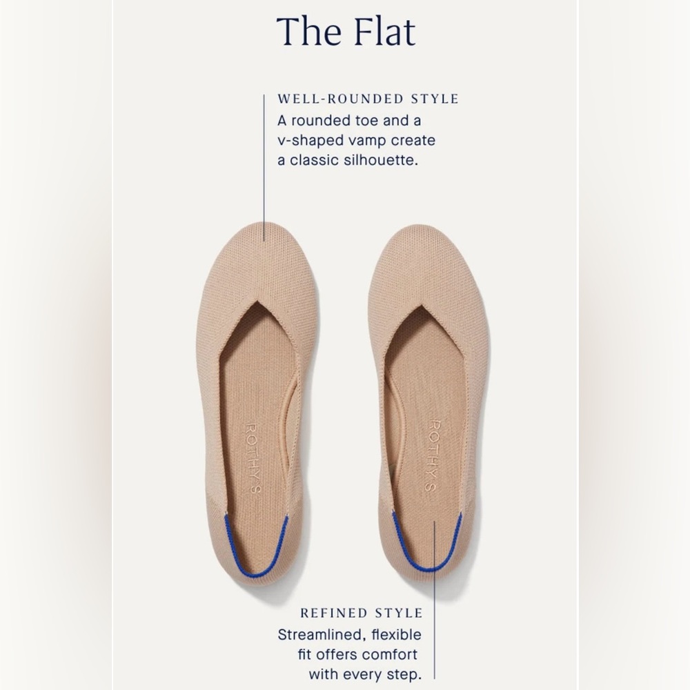 Rothy’s Birdseye Cloud Grey Round Toe Comfort Retired Ballet Flats - Picture 2 of 7